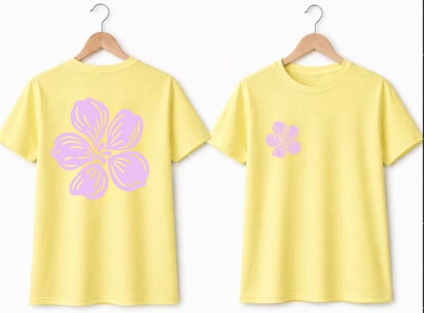 T-Shirt Bloem Geel/lila