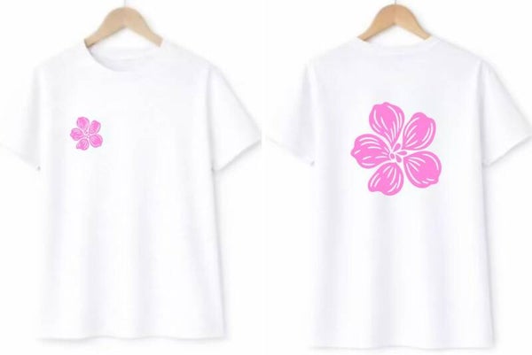 T-Shirt Bloem Wit/Roze