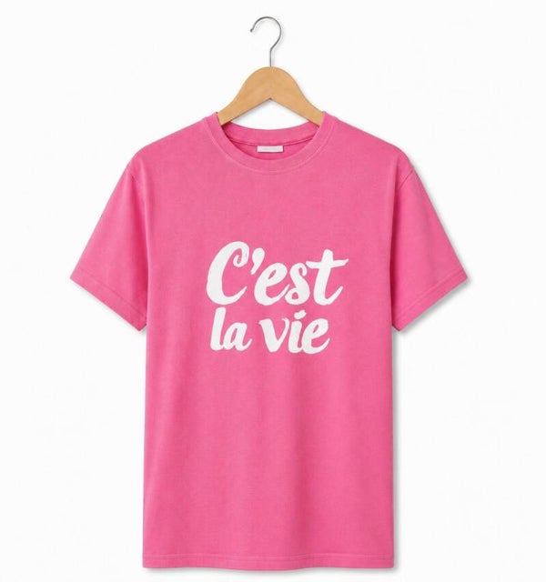 T-Shirt C'est la vie Azalea roze🩷