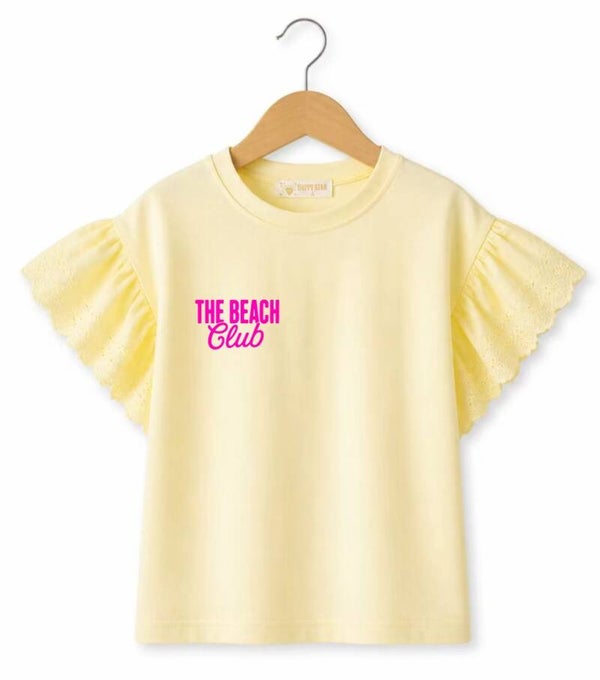 T-Shirt Ruffle The beach club Geel 💛