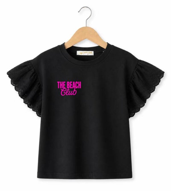 T-Shirt Ruffle The beach club Zwart 🖤