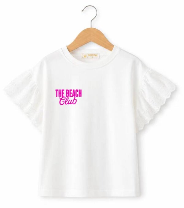 T-Shirt Ruffle The beach club Wit 🤍