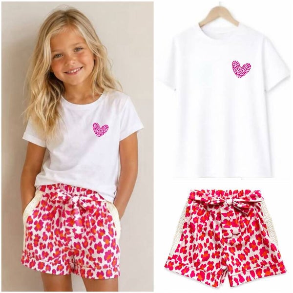 T-Shirt panter hartje wit met roze🩷