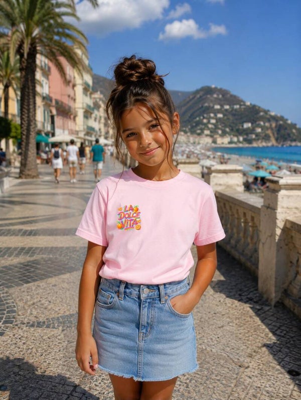 T-Shirt La dolce vita licht roze🍊