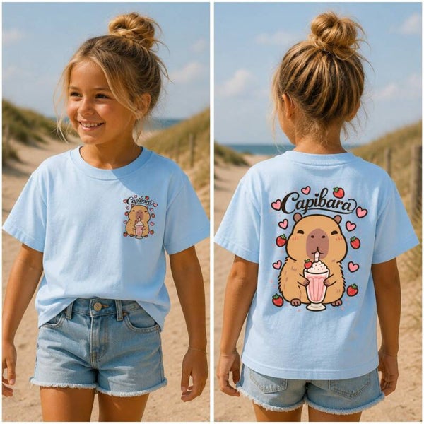 T-Shirt Capibara Licht Blauw