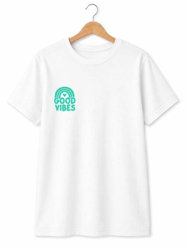 T-Shirt GOOD VIBES Wit/Groen