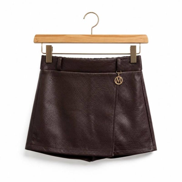 Letherlook skort (Bruin)