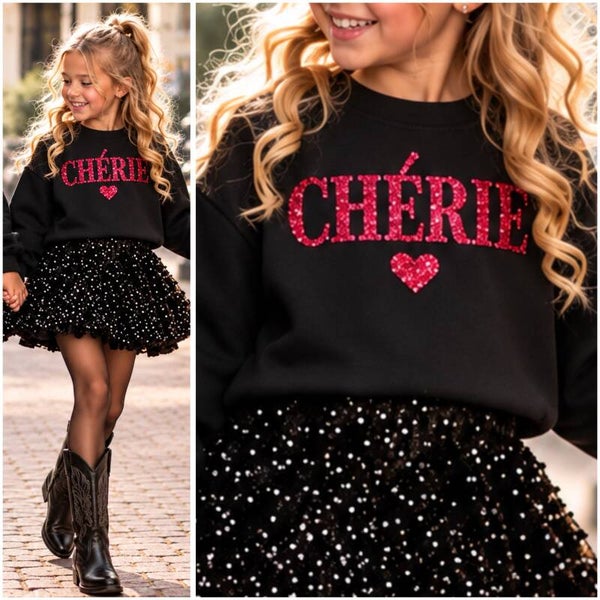 Sweater CHERIE (zwart/glitterbordeaux)