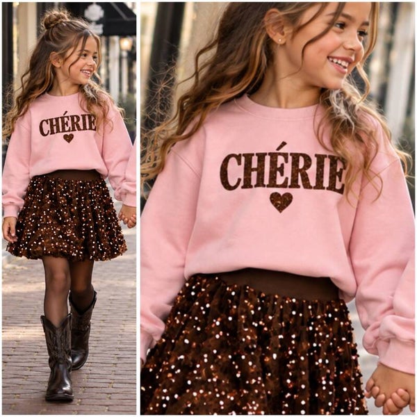 Sweater CHERIE (lichtroze/glitterbruin)