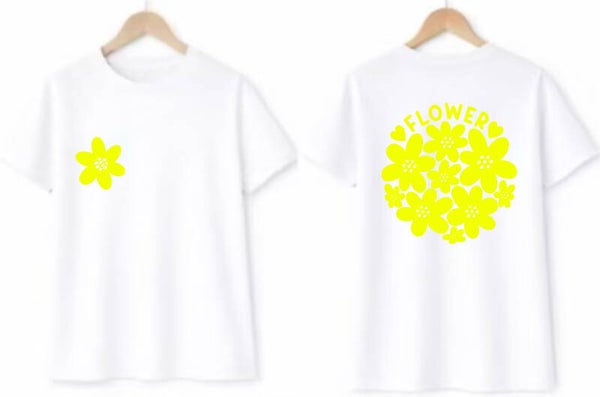 T-shirt NEON Flower Wit/geel (Verzenddatum 29Juni)