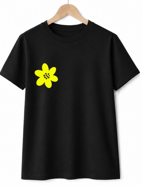 T-shirt NEON Bloem Zwart/geel (Verzenddatum 29Juni)