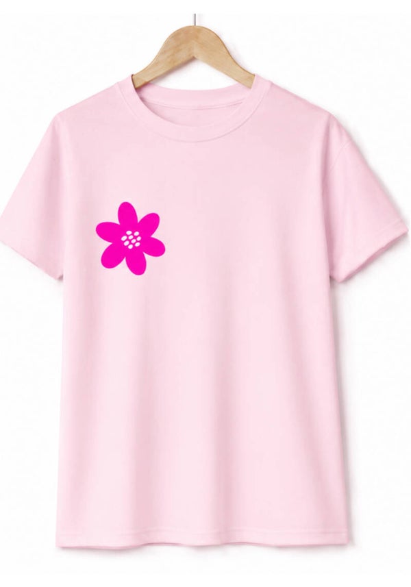 T-shirt NEON Bloem Lichtroze/Roze (Verzenddatum 29juni)