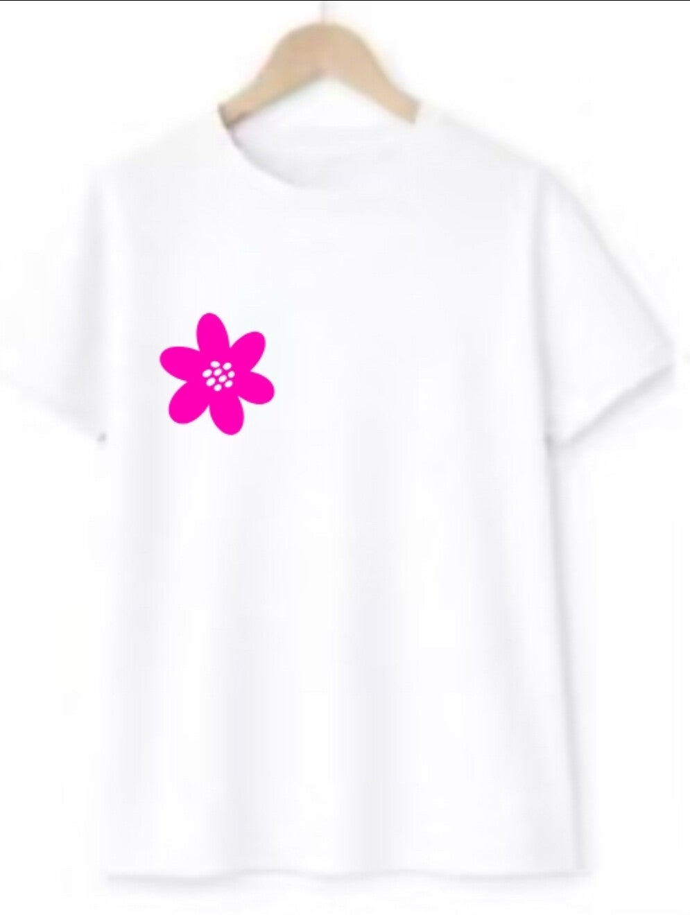 T-shirt NEON Bloem Wit/Roze (Verzenddatum 29Juni)