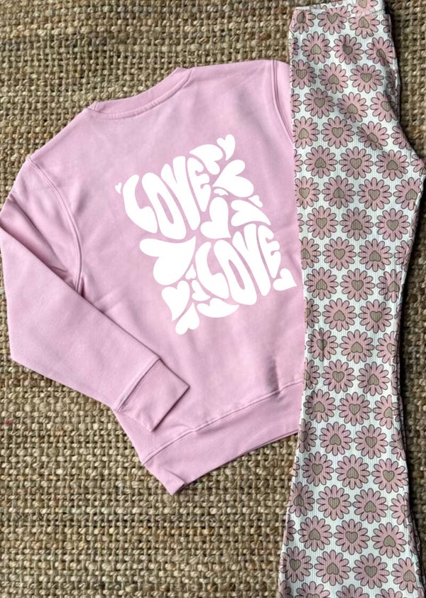 Sweater Love Lichtroze/wit