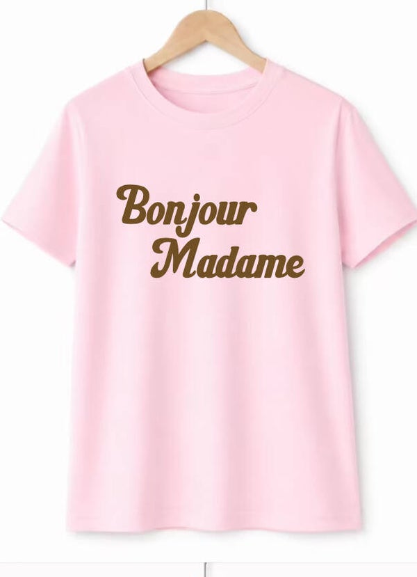 T-shirt Bonjour Madame (glitter bruin)