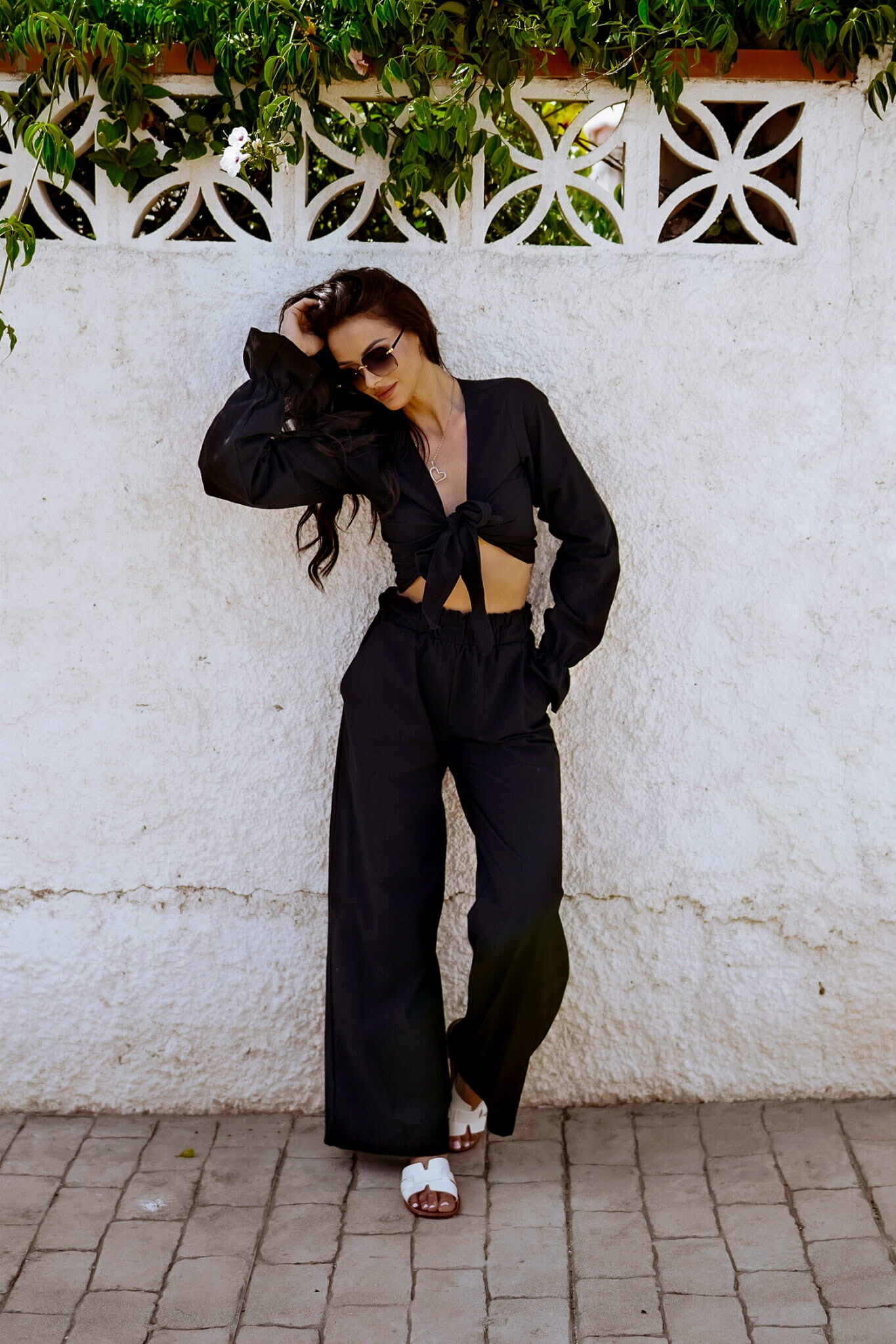 Komplet spodnie i top Catalonia czarny