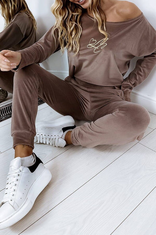 Komplet welurowy Emma mocca