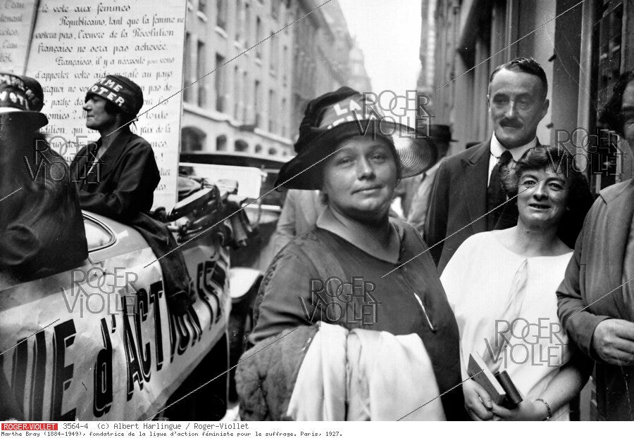 Marthe Bray (1884-1949), fondatrice de la ligue d'action féministe pour le suffrage. Paris, 1927.