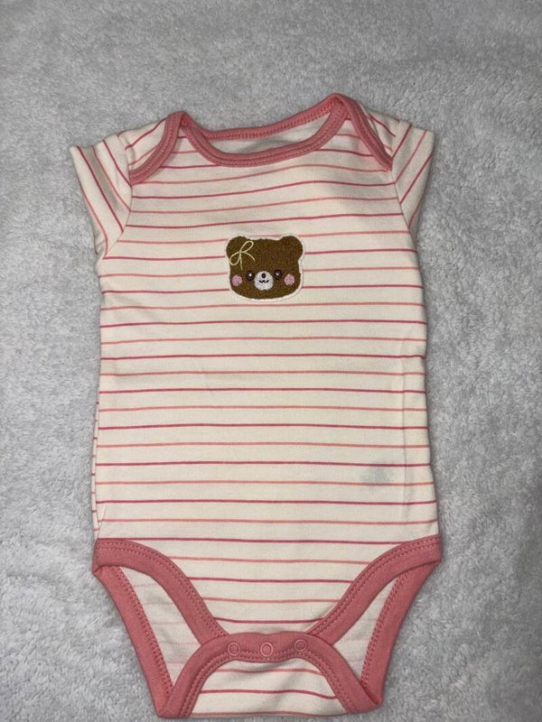 pink striped baby onesie