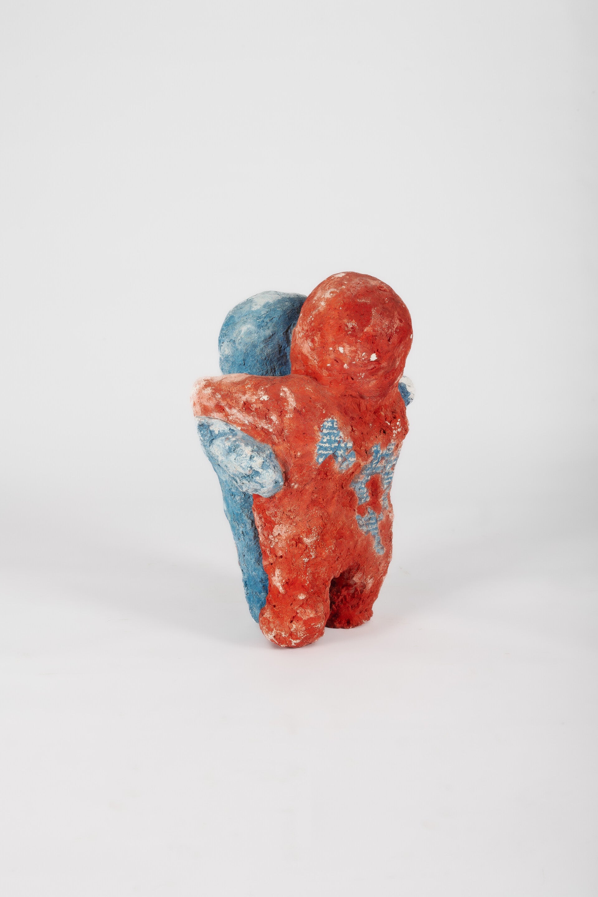 Titi Parant (FR 1947): couple statue in painted plaster "Horloge de l'amour"