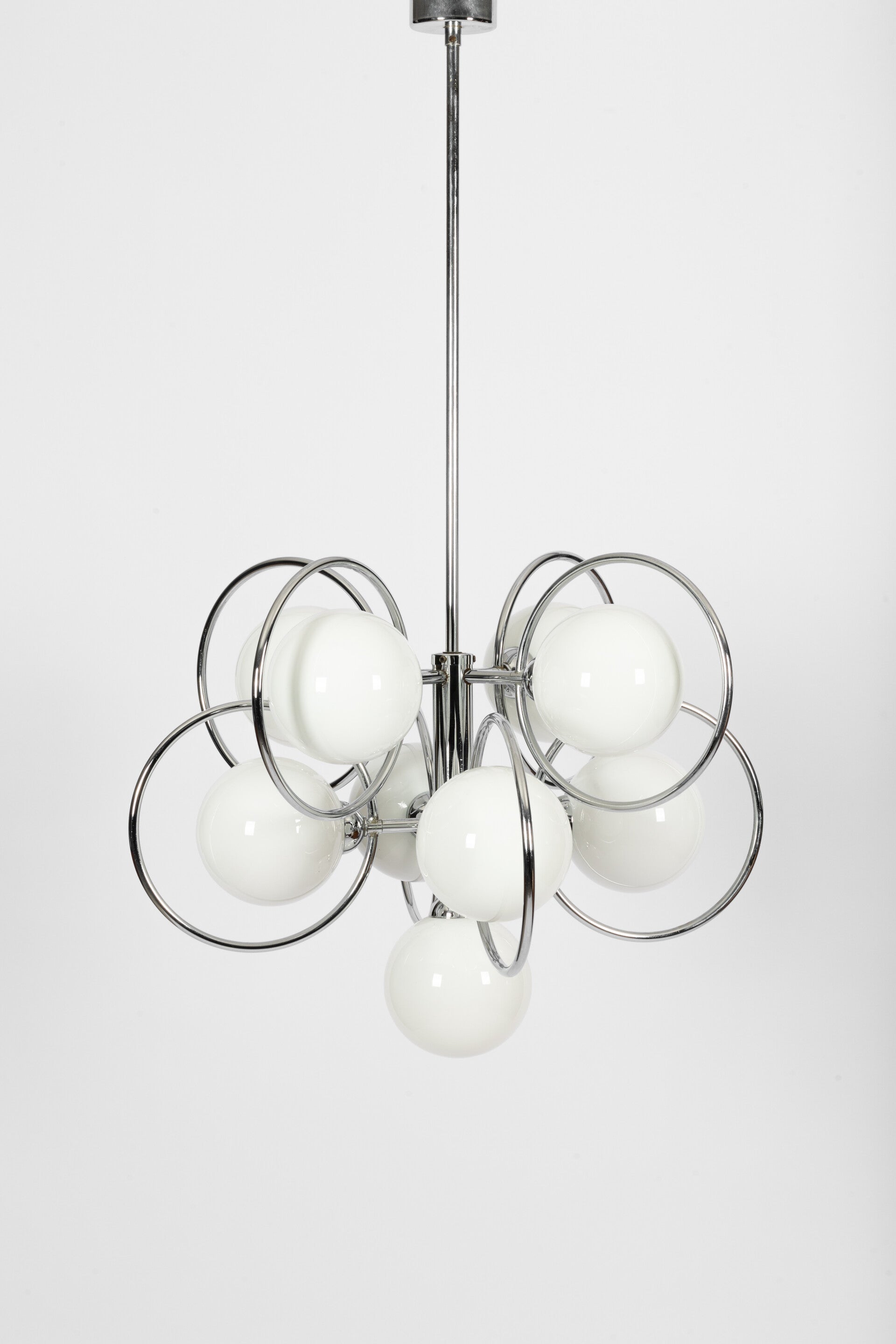 Space age chrome and glass chadelier