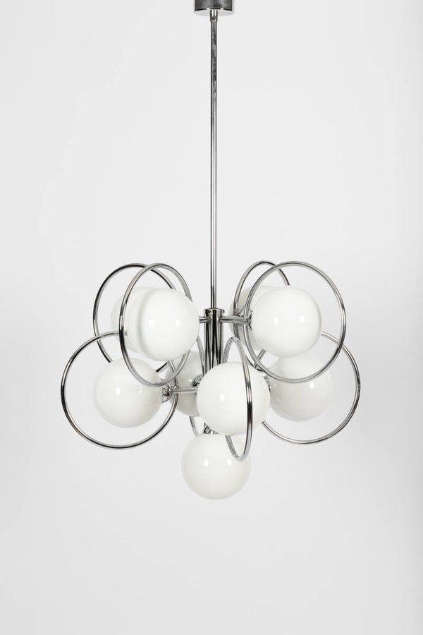 Space age chrome and glass chadelier