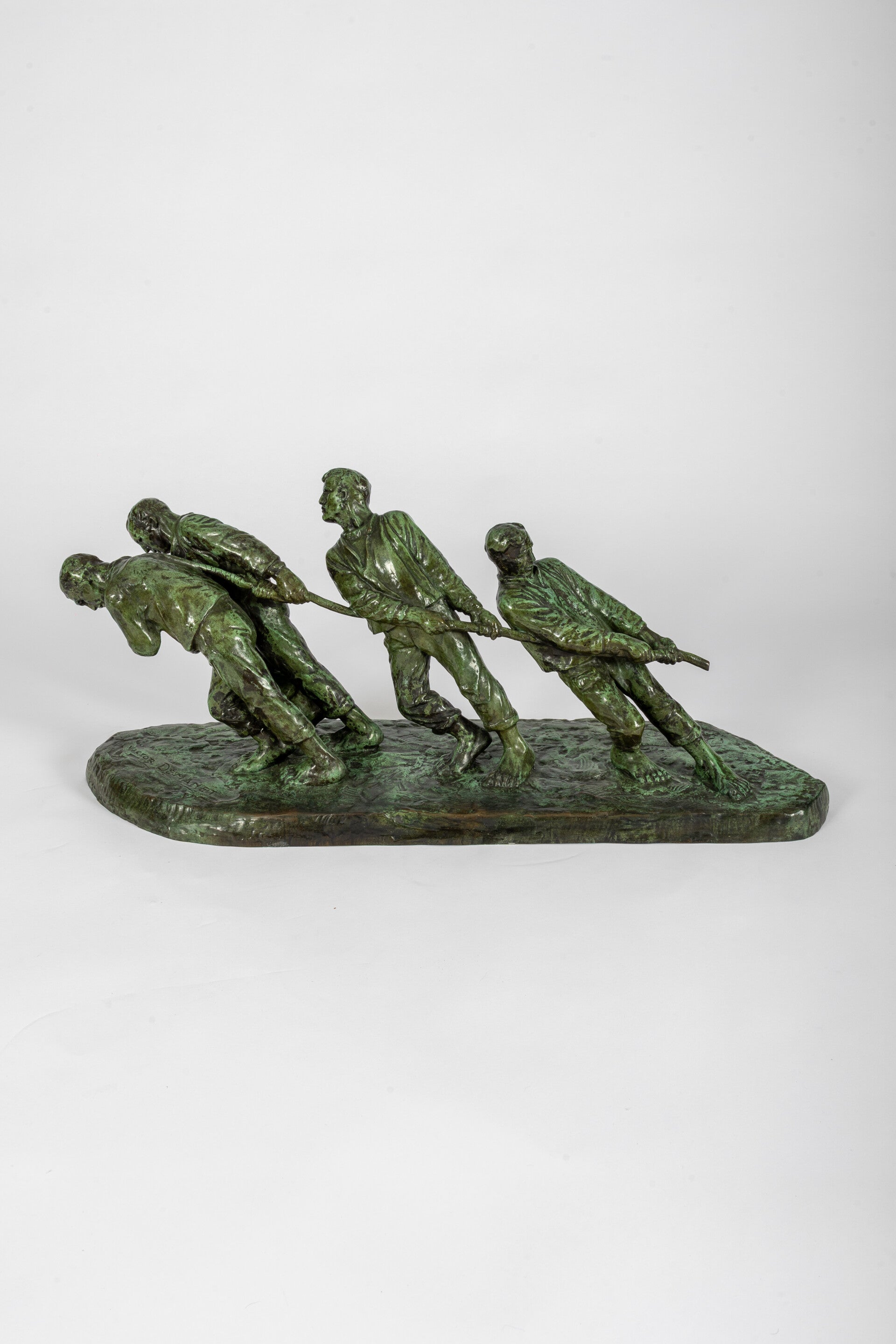 Victor Demant: art deco Bronze "Les Haleurs"