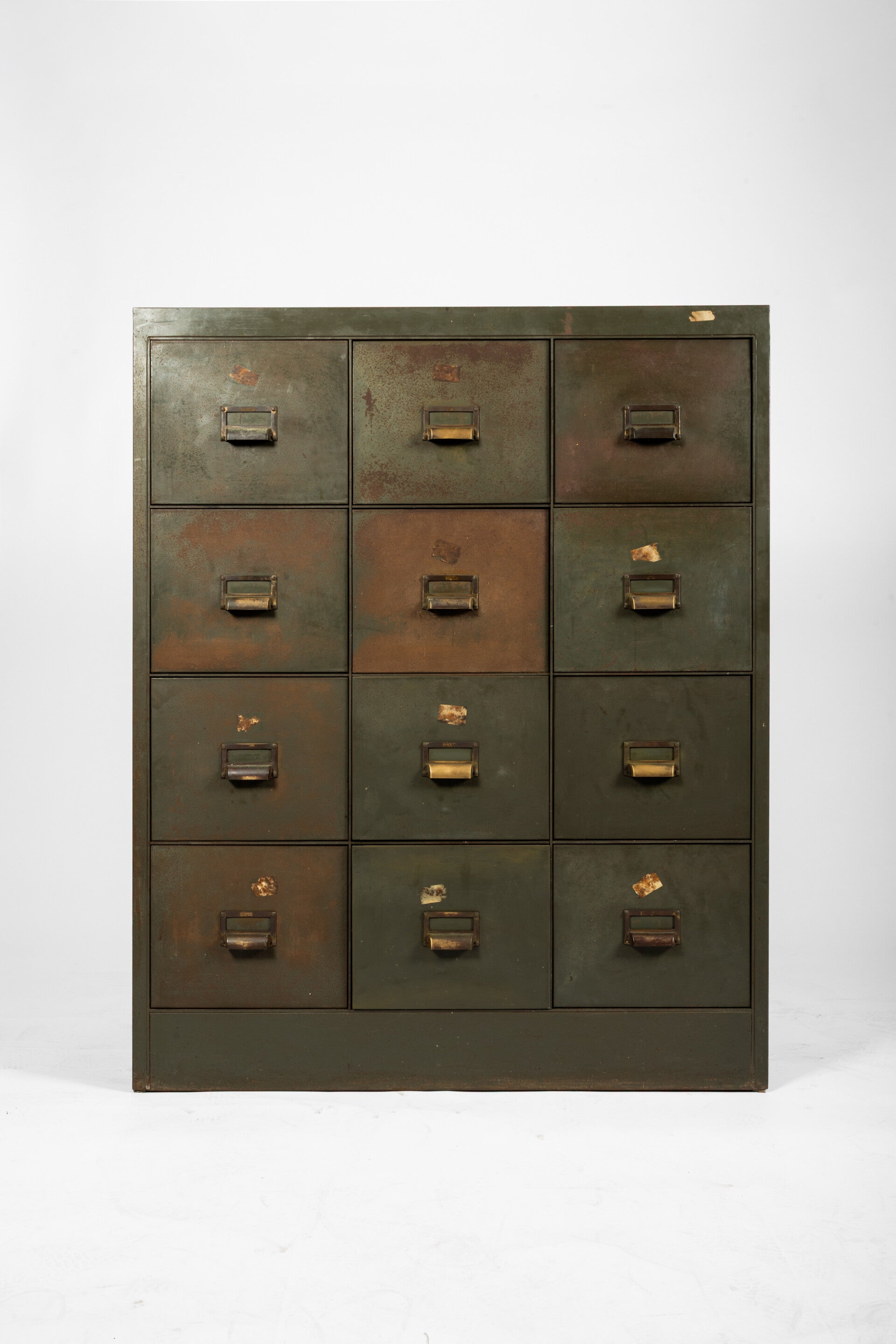 Industrial iron filing cabinet with 12 drawers
