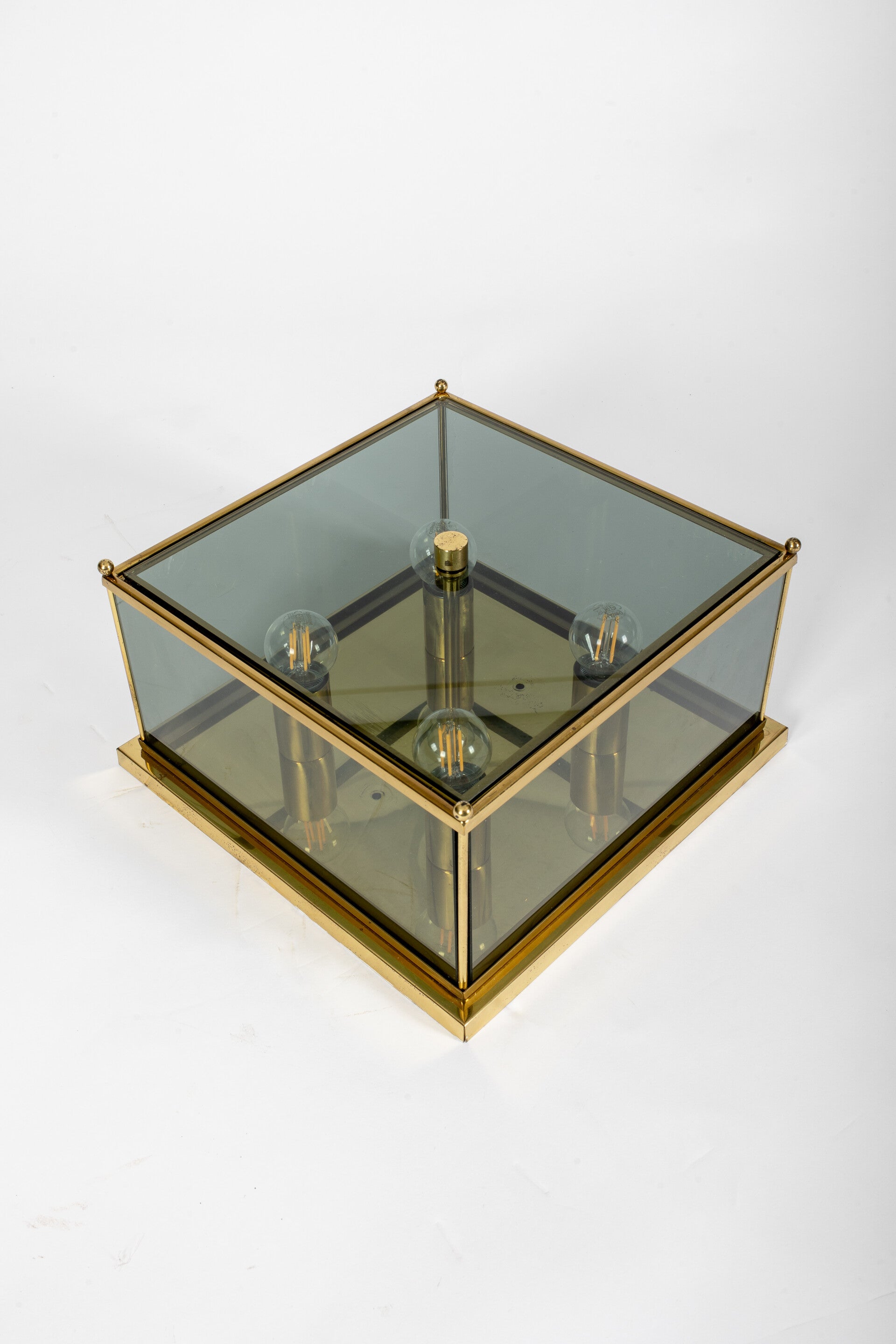 Hollywood Regency ceiling lamp glass/brass