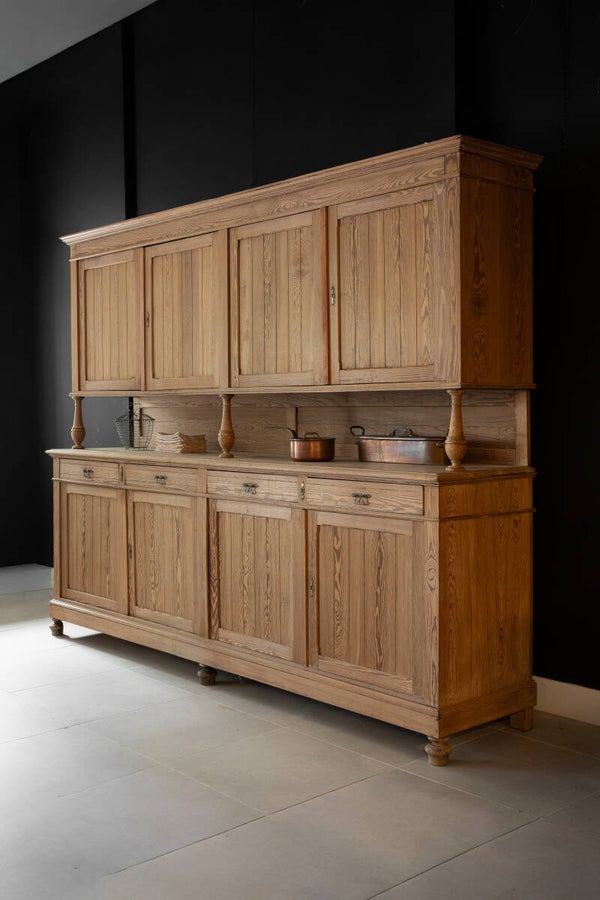 Impressive 4-doors pitch-pine kitchen cabinet