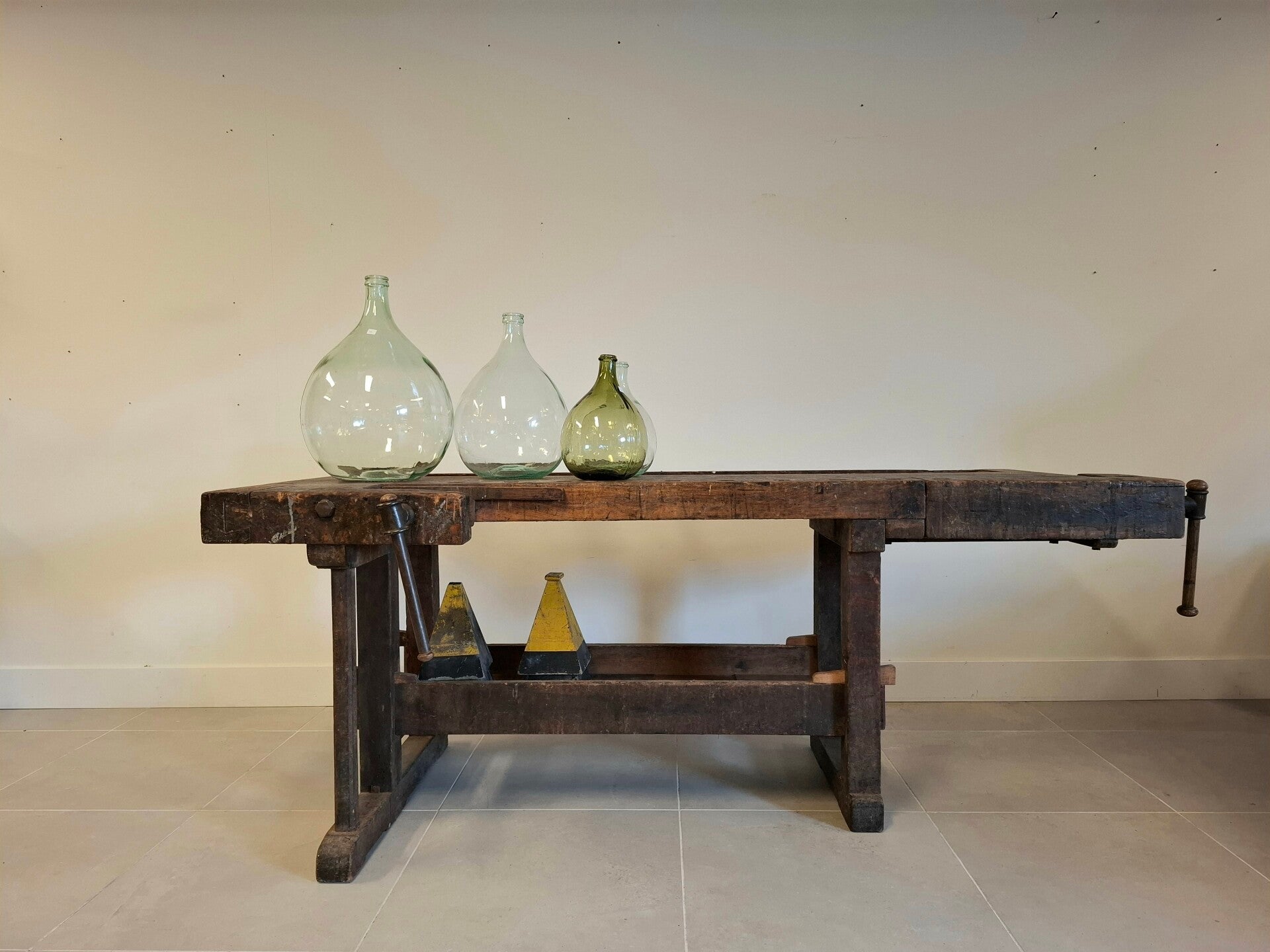 Industrial antique workbench