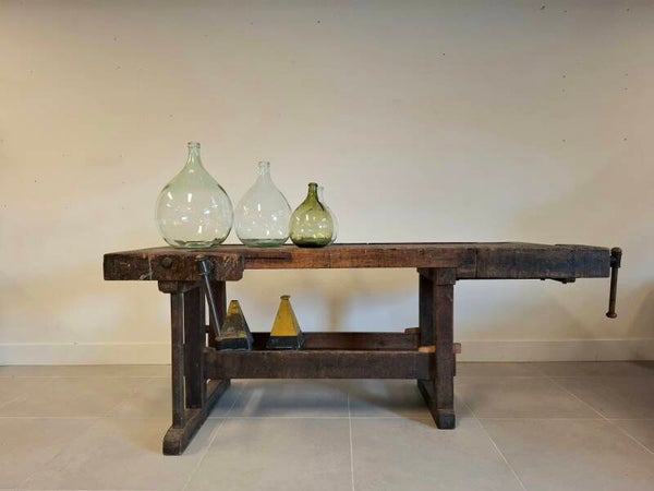 Industrial antique workbench