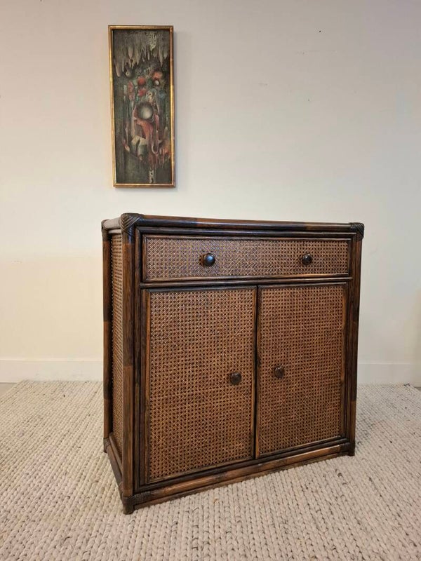 Mid-century Bamboo and cane cabinet
