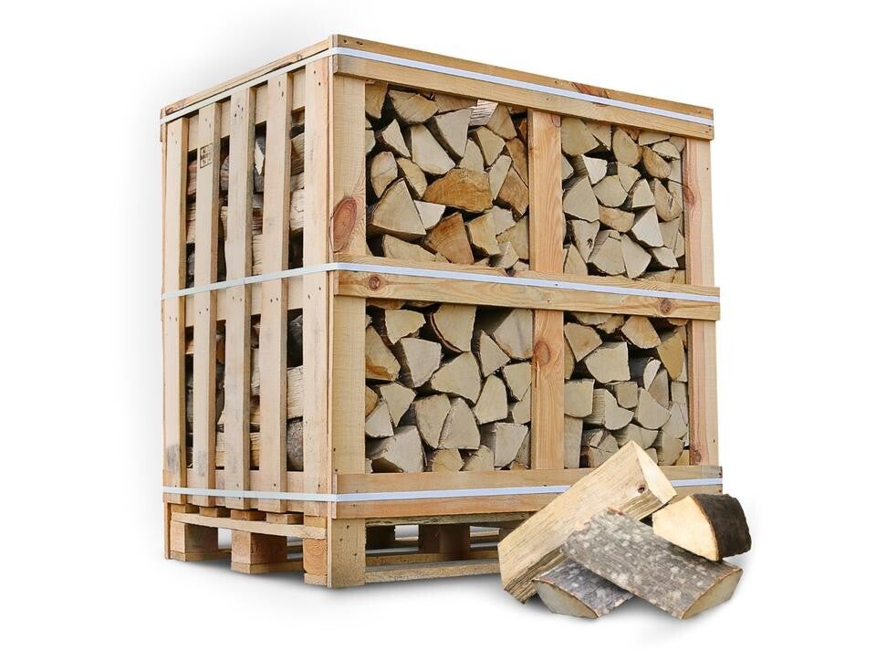 Palette kammergetrocknetes gespalten Eiche Brennholz 25cm