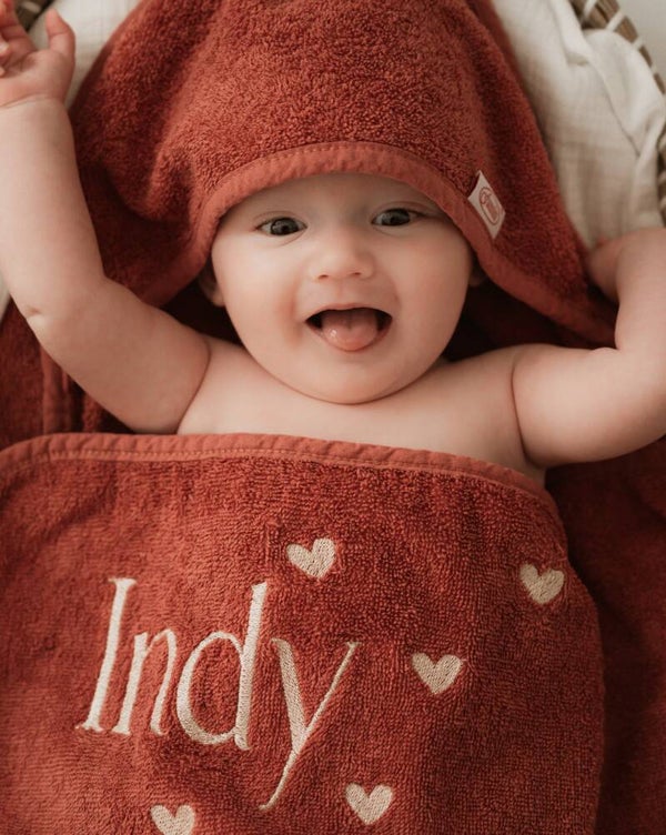 Gepersonaliseerde badcape 100x100 cm met naam, tekst of illustratie