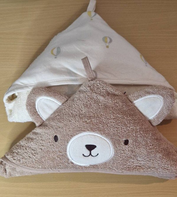 Cape de bain bébé ours et blanc