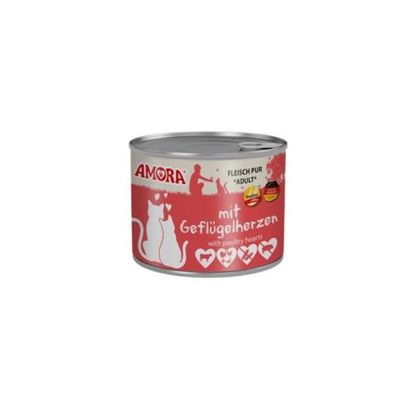 Amora Cat Dose Fleisch Pur mit Geflügelherzen 200g