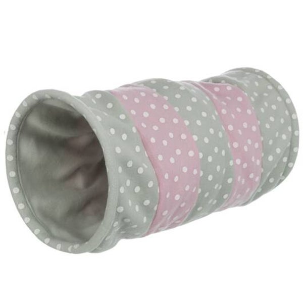Trixie Spieltunnel aus Fleece - hellgrau/rosa
