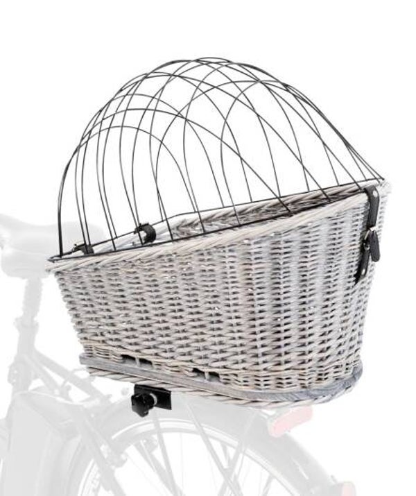 Trixie Fahrradkorb für Gepäckträger aus Weide - grau
