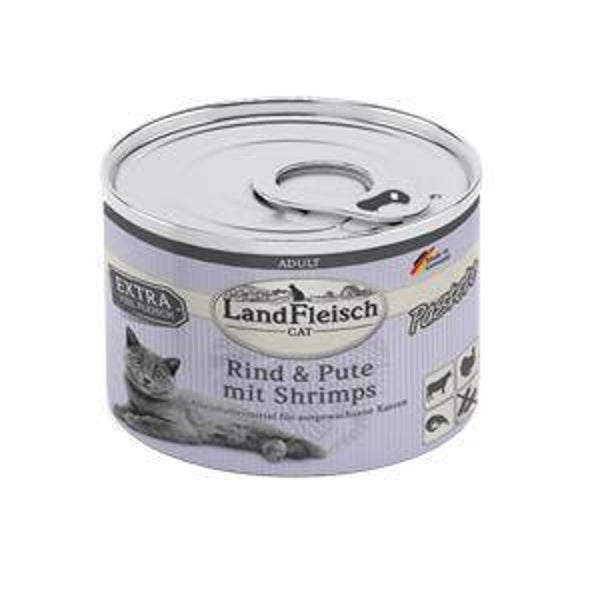 Landfleisch Cat Adult Pastete Rind, Pute & Shrimps 195 g