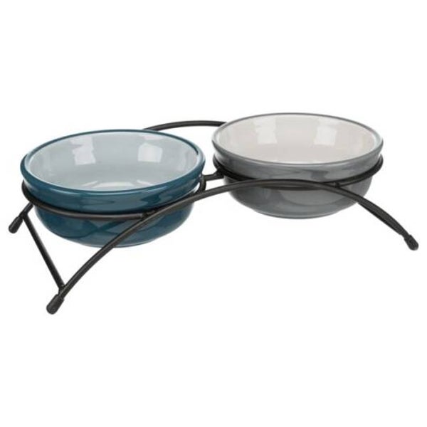 Trixie Napf-Set, Keramik/Metall - petrol/grau 2 × 0,25 l