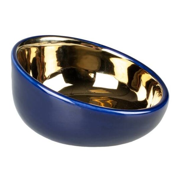 Duvoplus Futternapf Stone Obliq - blau/gold 150ml - 13x13,5x7cm
