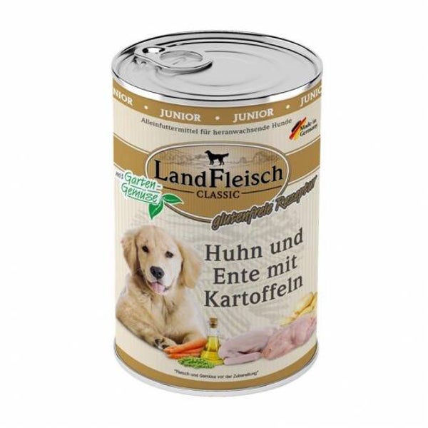 Landfleisch Dog Classic Junior Huhn, Ente & Kartoffeln mit Gartengemüse 400g
