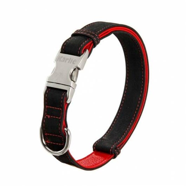 Karlie Buffalo Ultra Halsband - Schwarz/Rot 40 mm / 55-75 cm