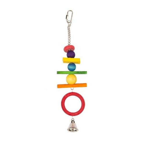 Duvoplus Vogelspielzeug Ring mit Holzwürfeln & Glöckchen