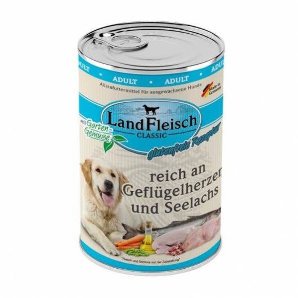 Landfleisch Dog Classic Geflügelherzen & Seelachs mit Gartengemüse 400g