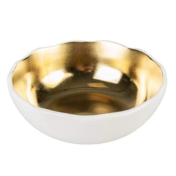 Duvoplus Keramiknapf Stone Organic - weiß/gold 350ml - 14,5x14,5x5cm