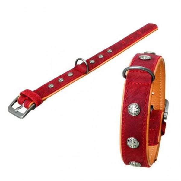 Karlie BUFFALO ORIENTAL Halsband - Dunkelrot/Natur 30 mm / 40 cm