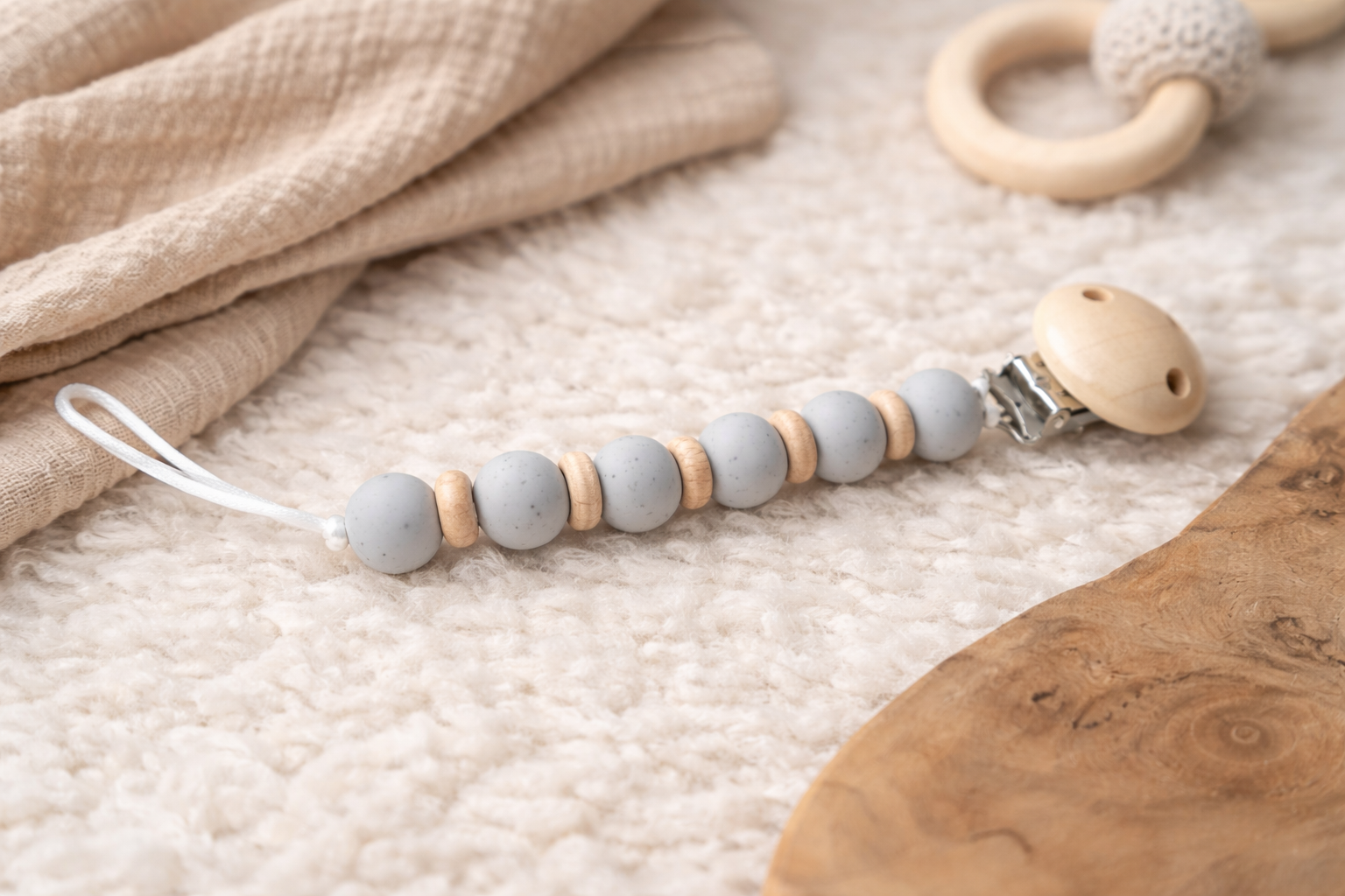 Speenkoord | Grijs met spikkels