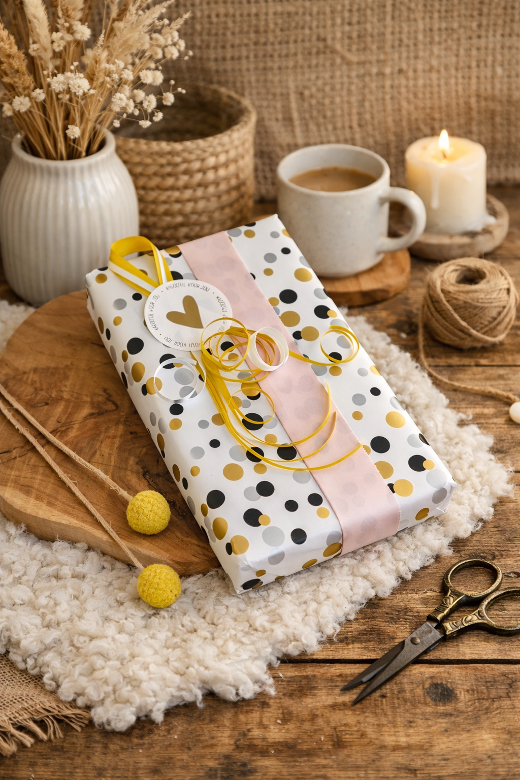 Cadeaupapier | Confetti Dots | Pink (30cm x 200cm)